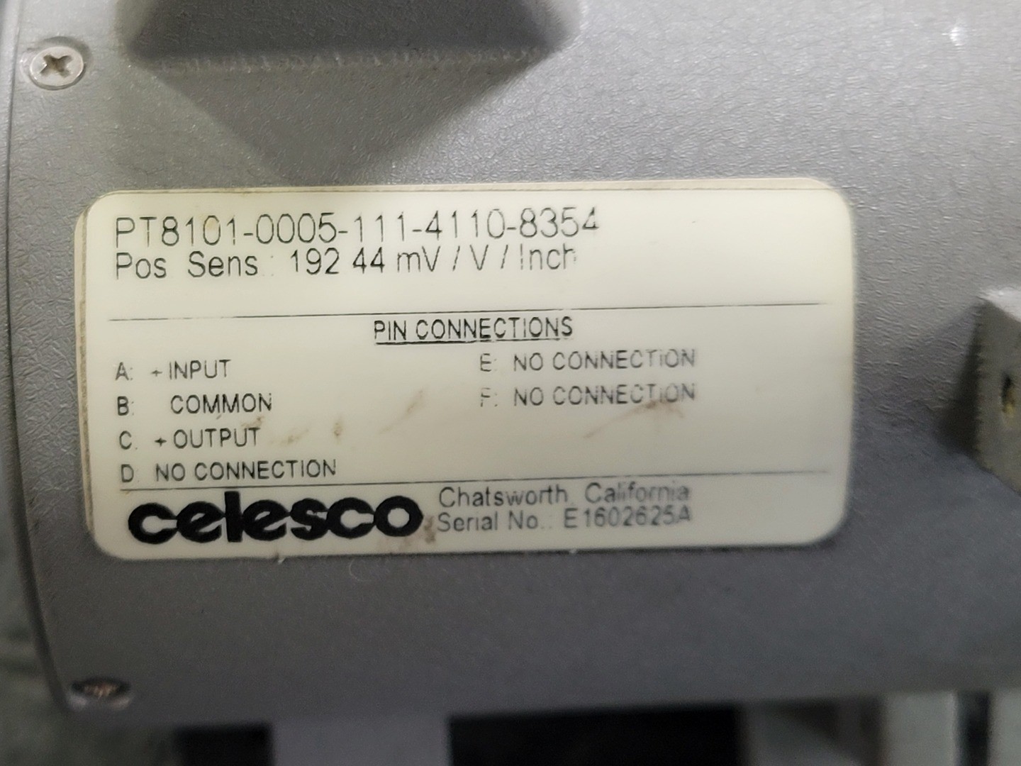 SURPLUS NEW CELESCO PT8101-0005-111-4110-8354 Position Transducer –