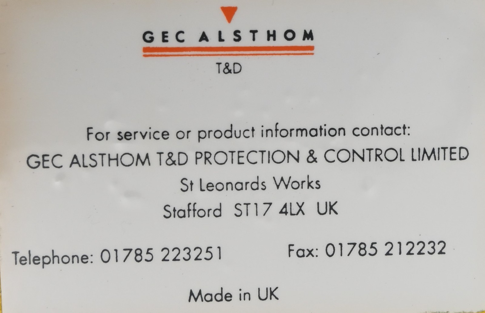 GEC ALSTHOM MCTI40F1BD0751F OVERCURRENT RELAY