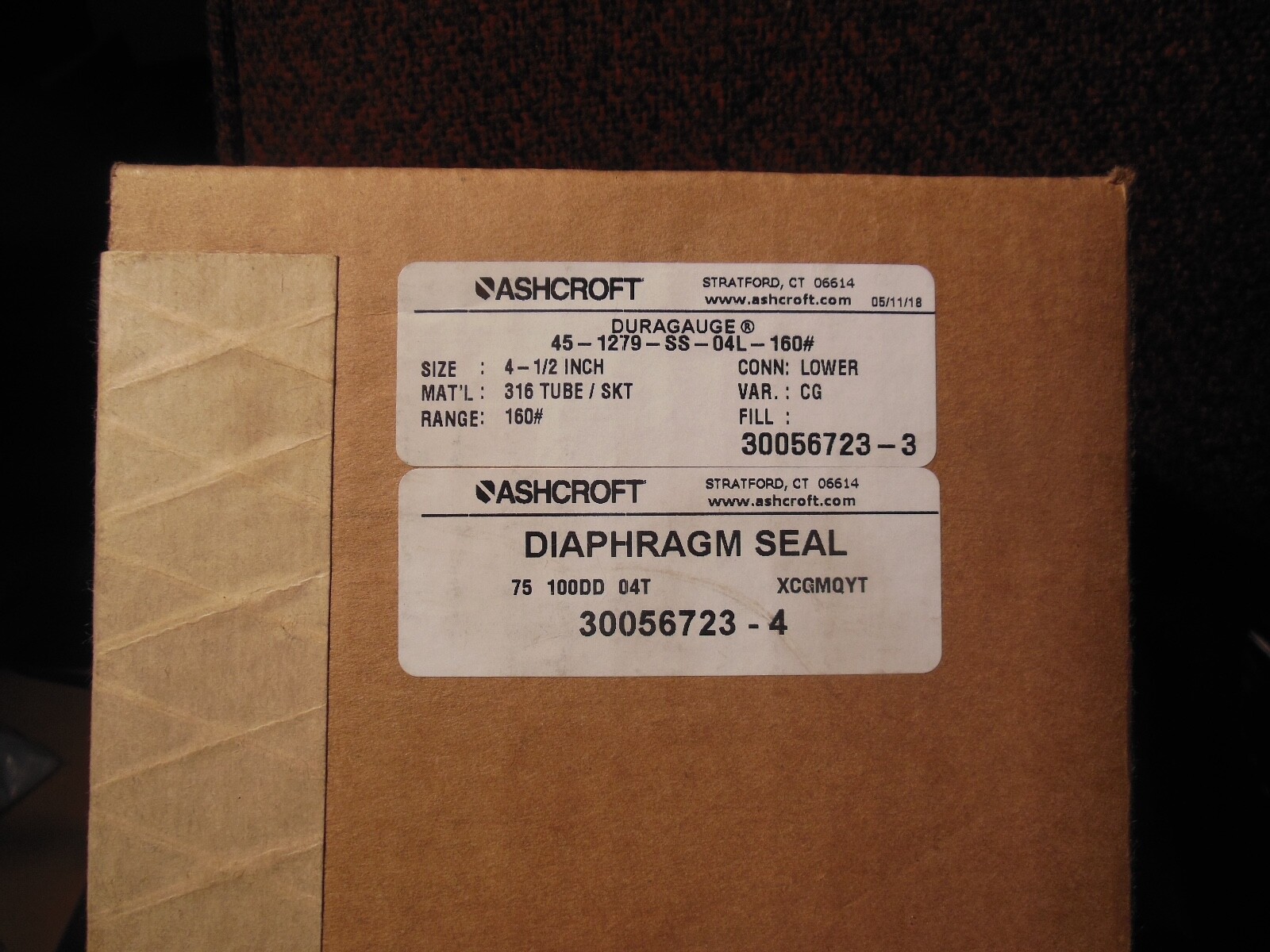 Ashcroft Duragauge w/ Diaphragm seal 45-1279-SS-04L-160#