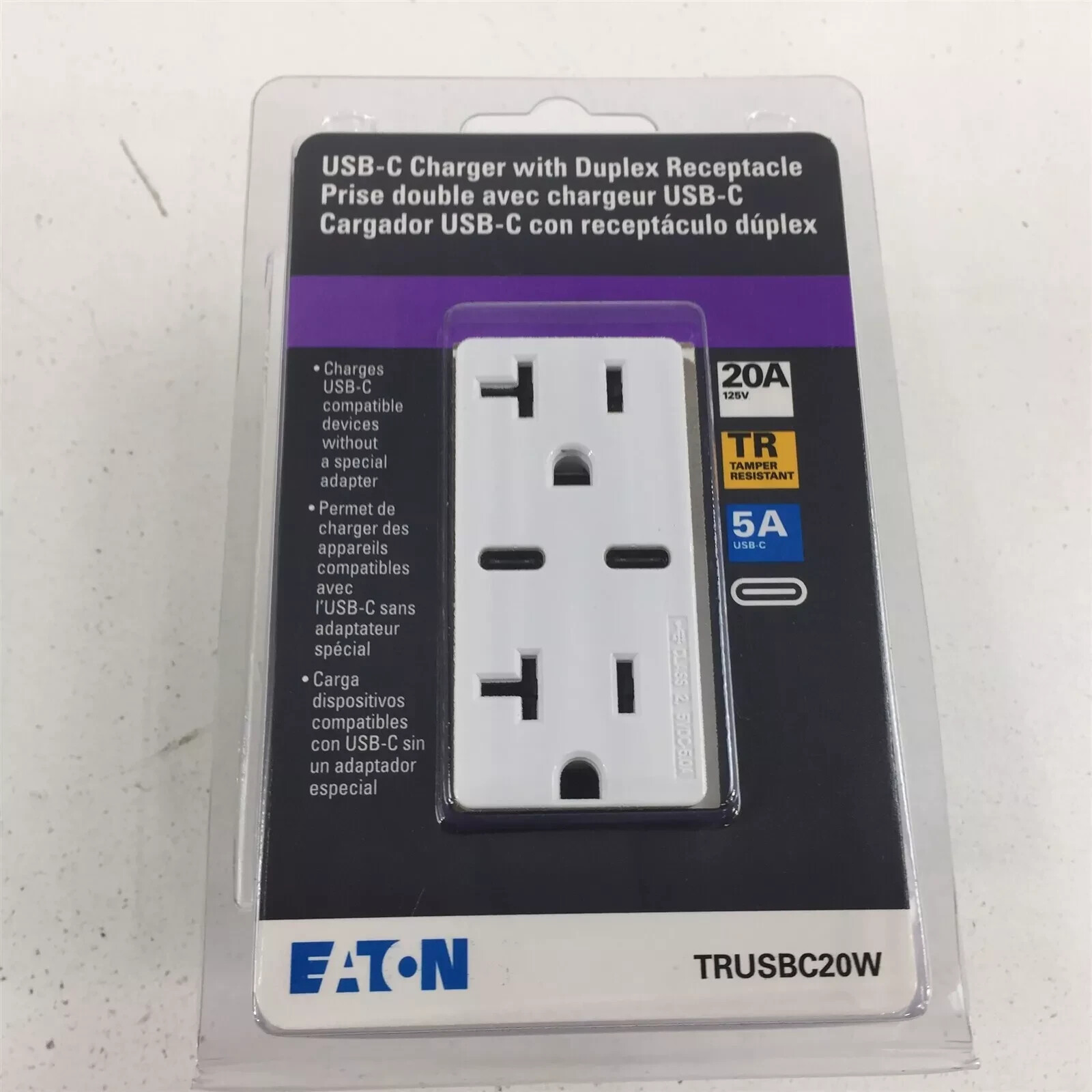 EATON TRUSBC20W-K-L 5-20A USB Type-C Charger duplex recepticles … each
