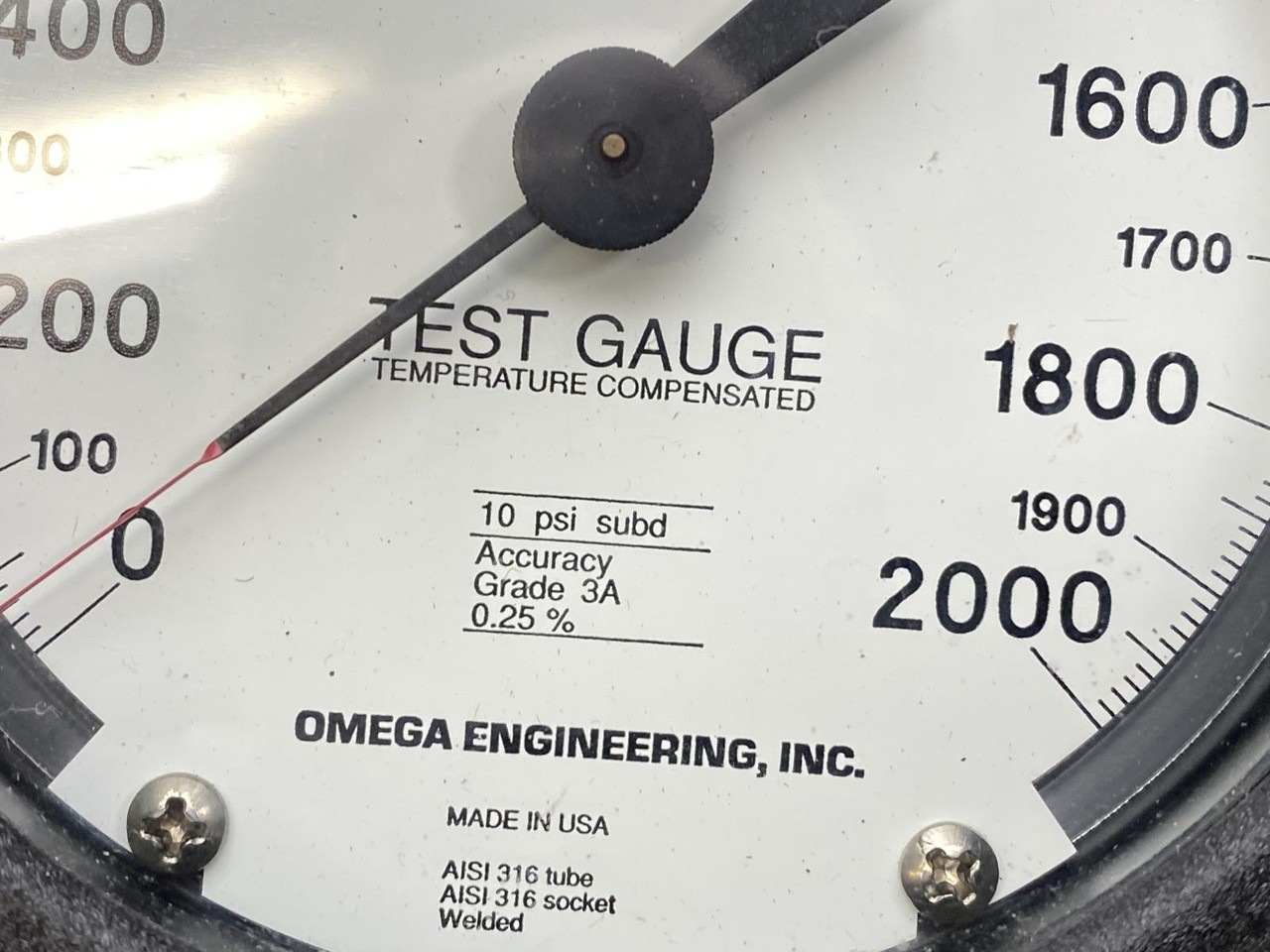 Omega PGT-45L-2000 Test Gauge 0-2000 PSI 4.5″ AISI 316