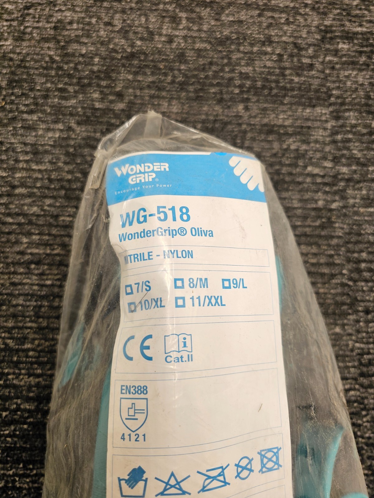 12 PAIRS Wonder Grip WG-518 NITRILE Oliva Gloves Size 10 / XL