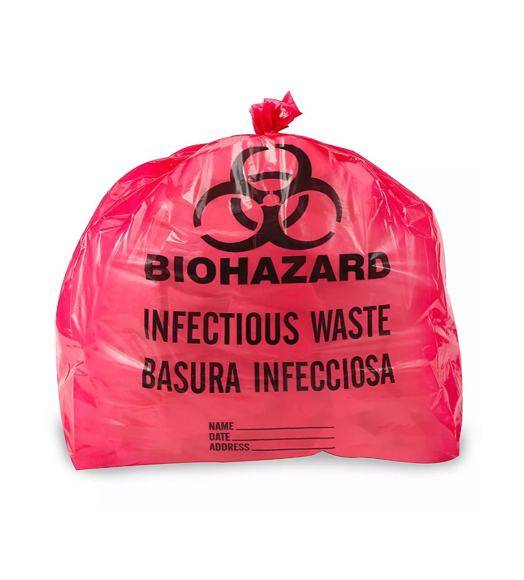 New ULINE S-12984 200 Count Red Biohazard Trash Liners, 7-10 Gallon, open box
