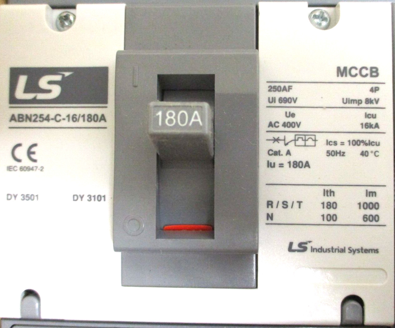 LS INDUSTRIES , ABN254-S-16/180A , MOLDED CASE CIRCUIT BREAKER , SURPLUS