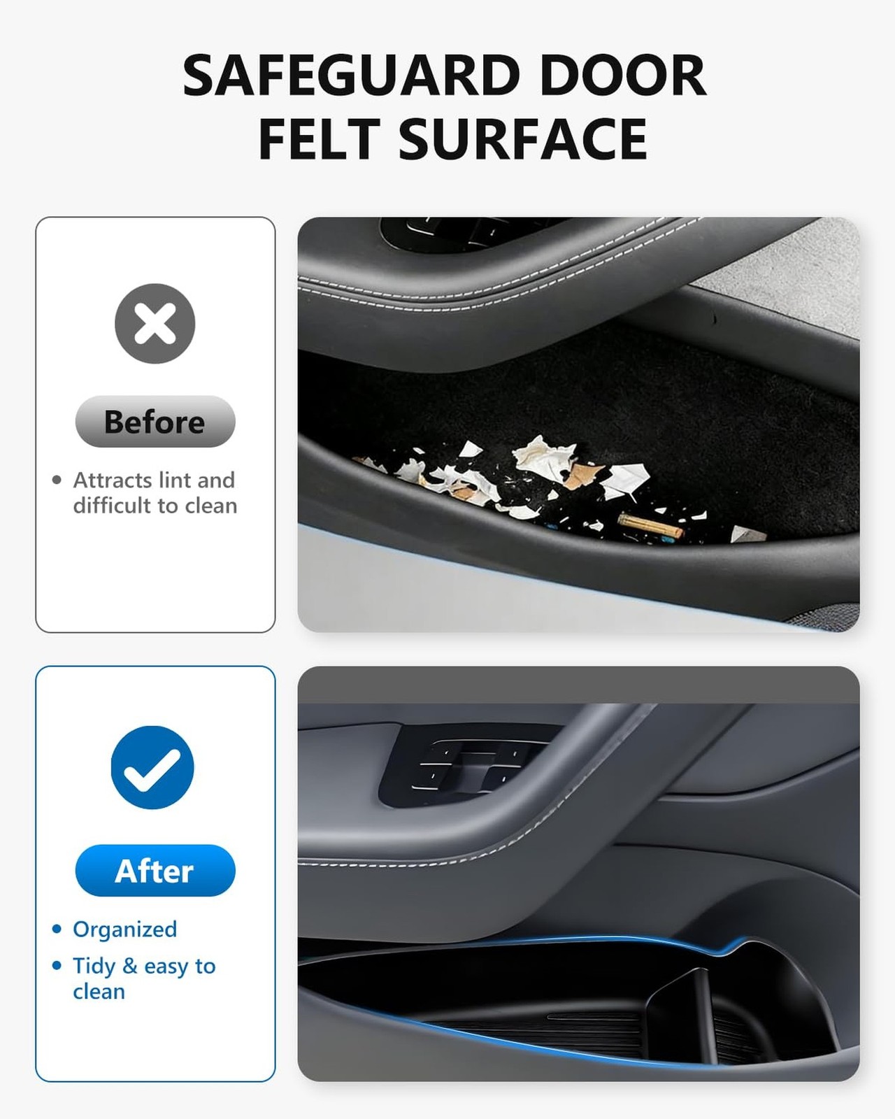 4PCS Door Side Storage Box for New 2025-2026 Tesla Model Y Juniper, Waterproo…