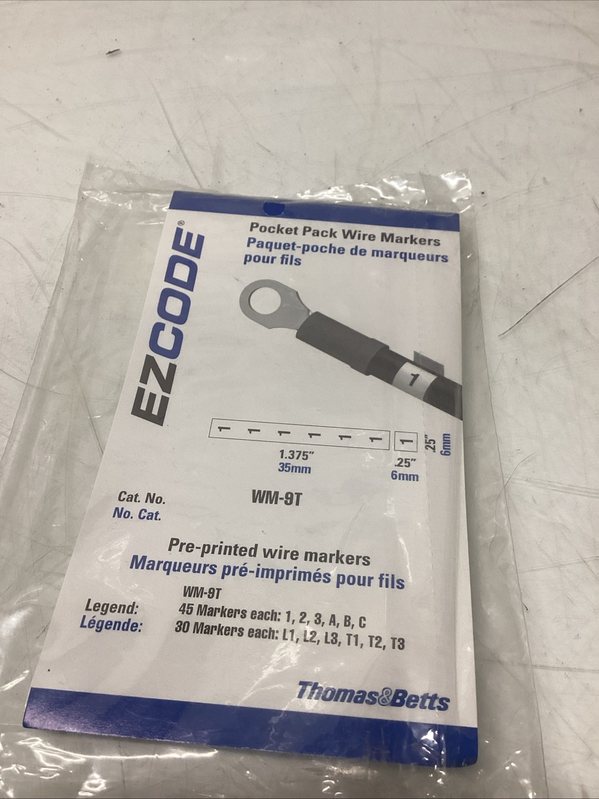 THOMAS & BETTS EZCODE POCKET PACK WIRE MARKERS WM-9T T-345