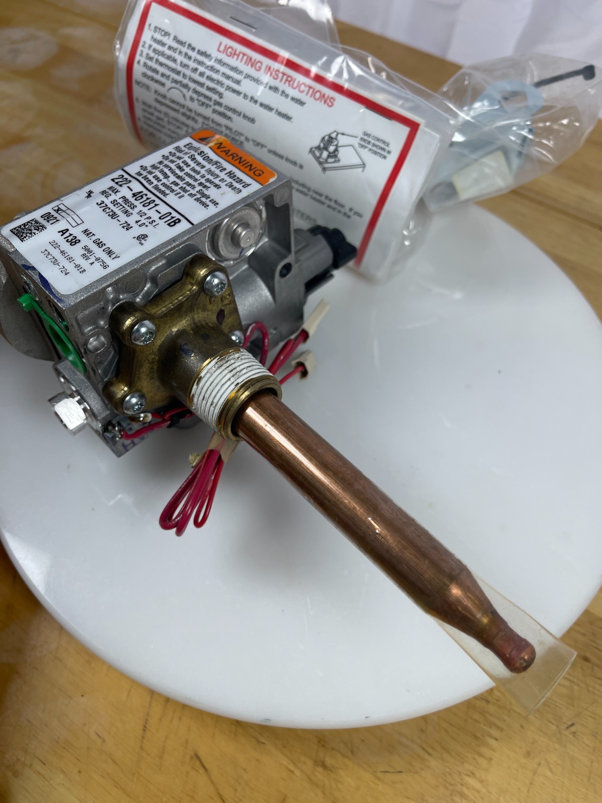 Bradford White 222-46181-01B NG Water Heater Gas Valve OEM