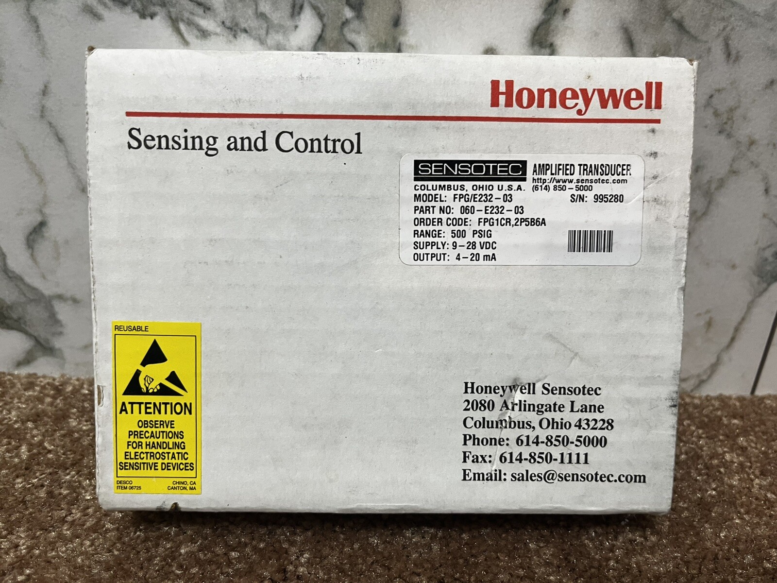 HONEYWELL SENSOTEC AMPLIFIED TRANSDUCER SENSOR FPG/E232-03 060-E232-03 995280