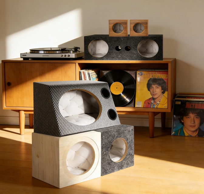 MECCANIXITY 8 Inch Ported Wooden Speaker Enclosure, Natural Wood Single Vented S