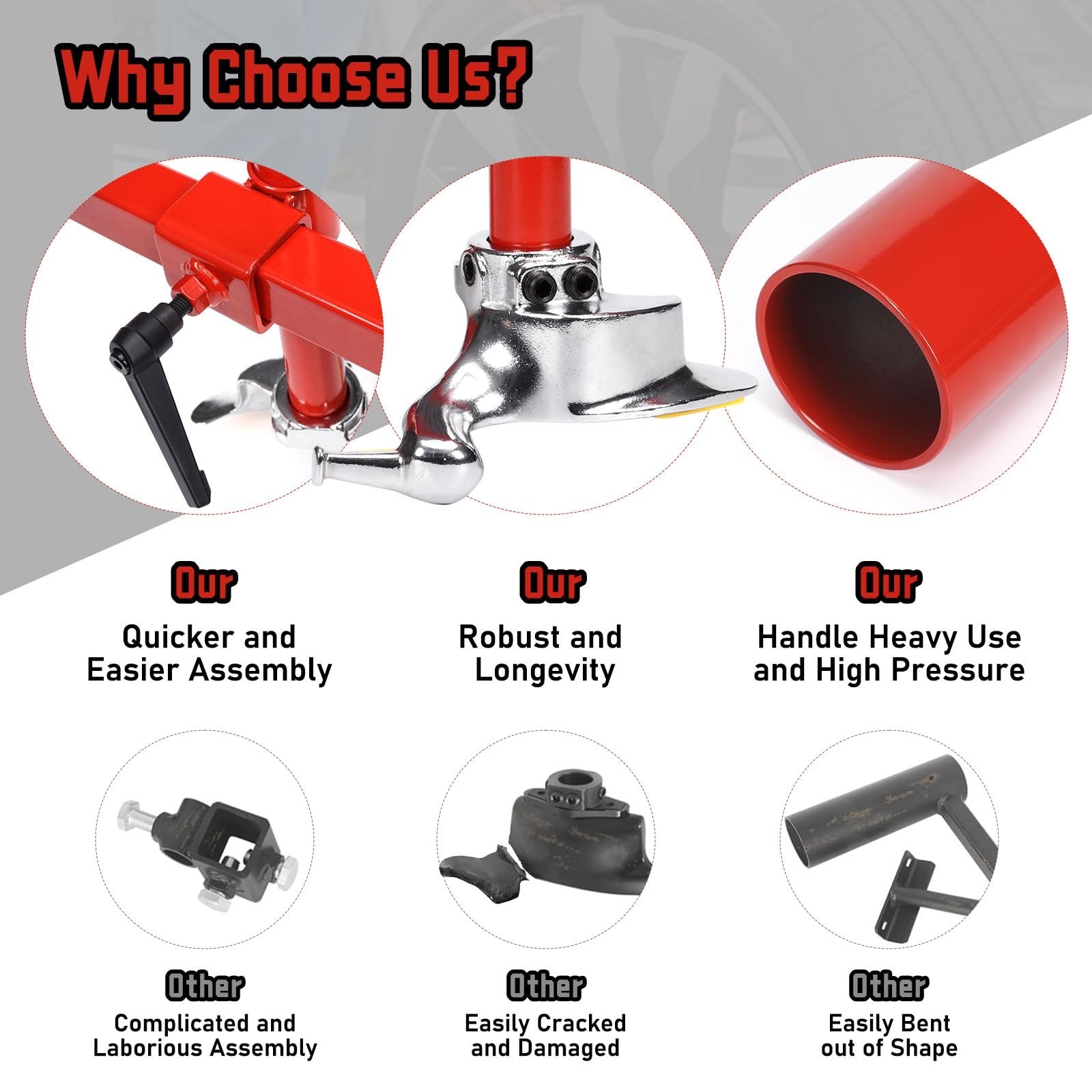 Upgraded Manual Tire Changer Duck Head Kit with Centering Cone, Cast Steel Du…
