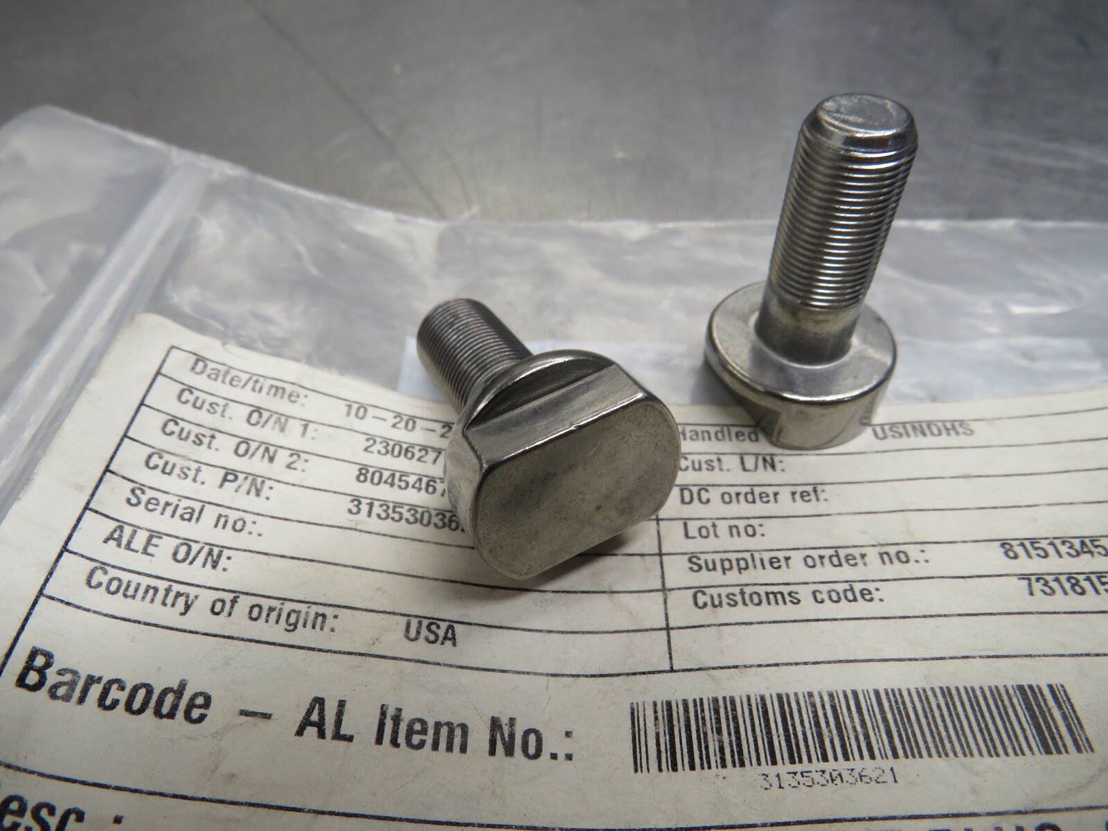 Alfa Laval 3135303621 Screw For Valve Plug 38-NW100 Lot of 2!