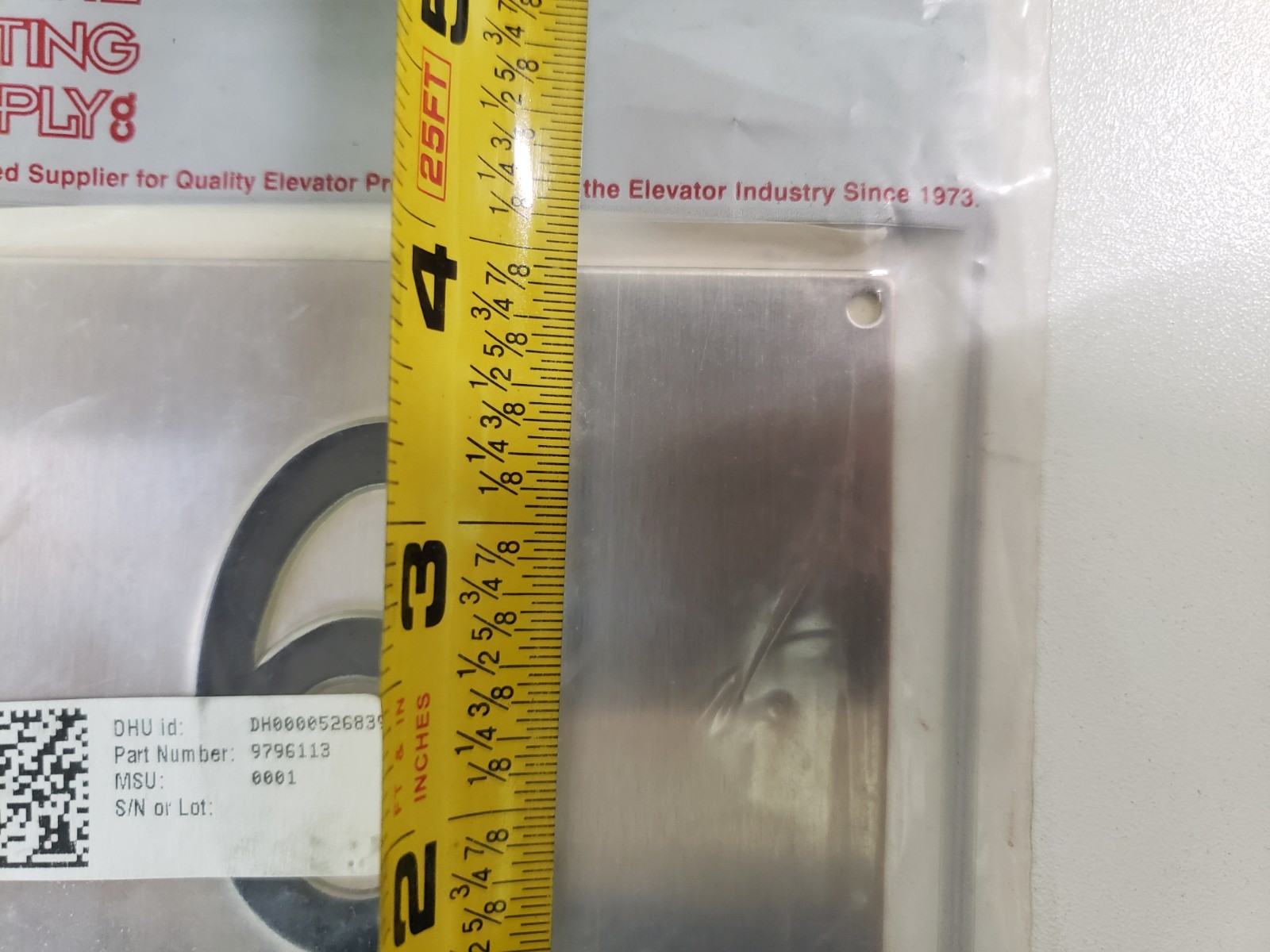 LOT of 2 – UNUSED – TKE ThyssenKrupp 9796113 Elevator Floor 6 Sign Metal SCS 4″