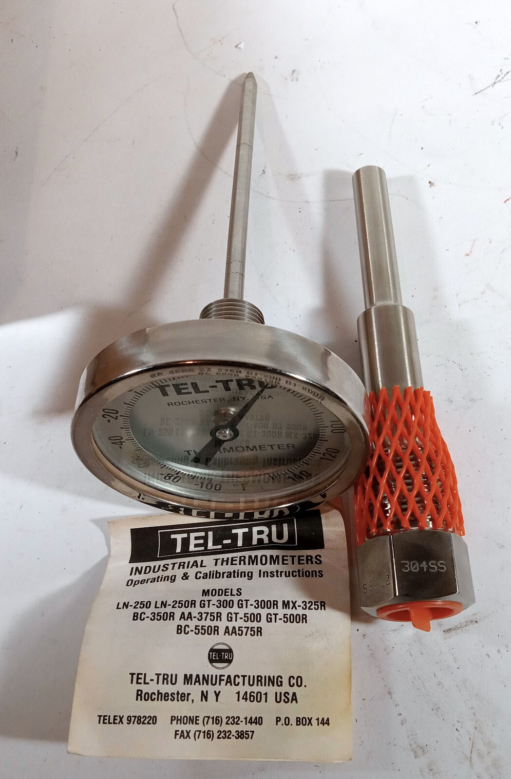 1 NEW TEL-TRU THERMOMETER -100F TO 150F WITH 304SS PROBE NIB ***MAKE OFFER***