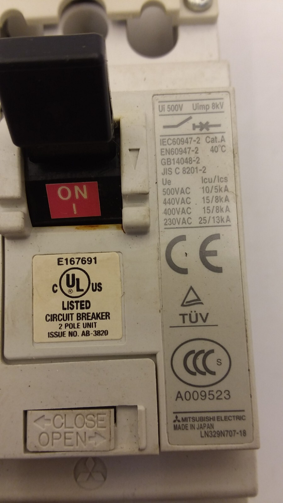 MITSUBISHI ELECTRIC NF50-SRU2005 CIRCUIT BREAKER 2 POLE 240VAC 50/60HZ 5AMPS NNB