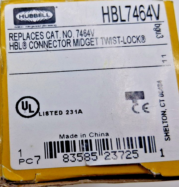 Hubbell HBL7464V Connector Midget-Twist Lock Lot of 10