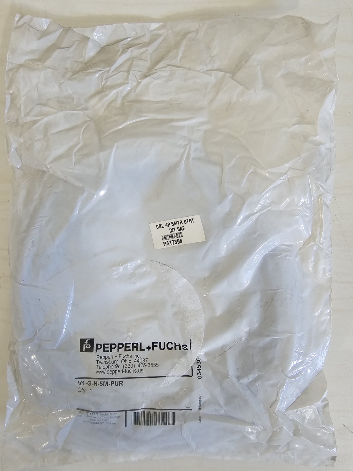 New In Package Pepperl + Fuchs Cable V1-G-N-5M-PUR
