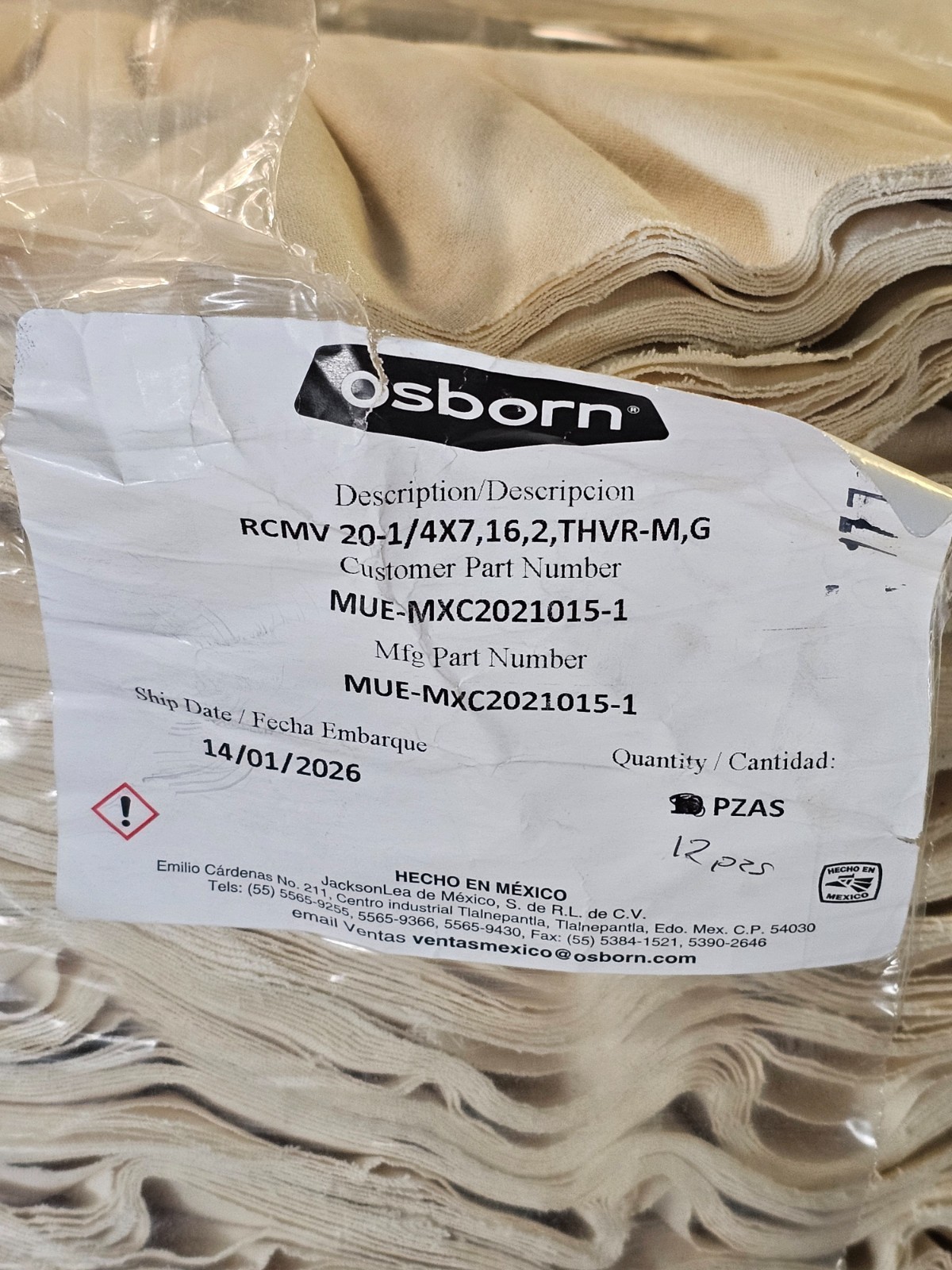 (QTY 12) Osborn MUE-MXC2021015-1 Fabric Buffing Wheel RCMV 20-1/4X7, 16,2, THVR