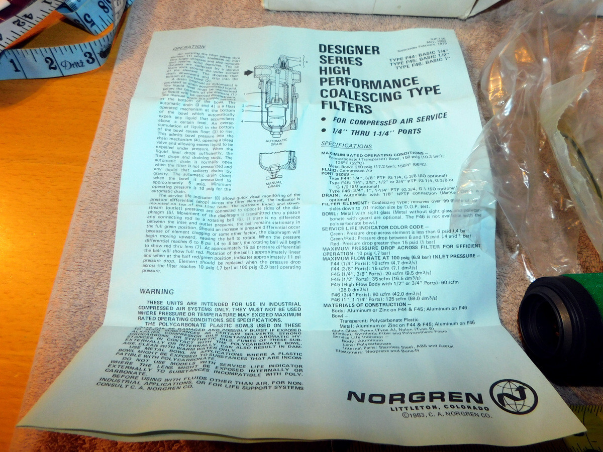 Norgren Filter 5350-03 Filter Kit 535003 GET 2 Repair Filter Kit Lot NIB