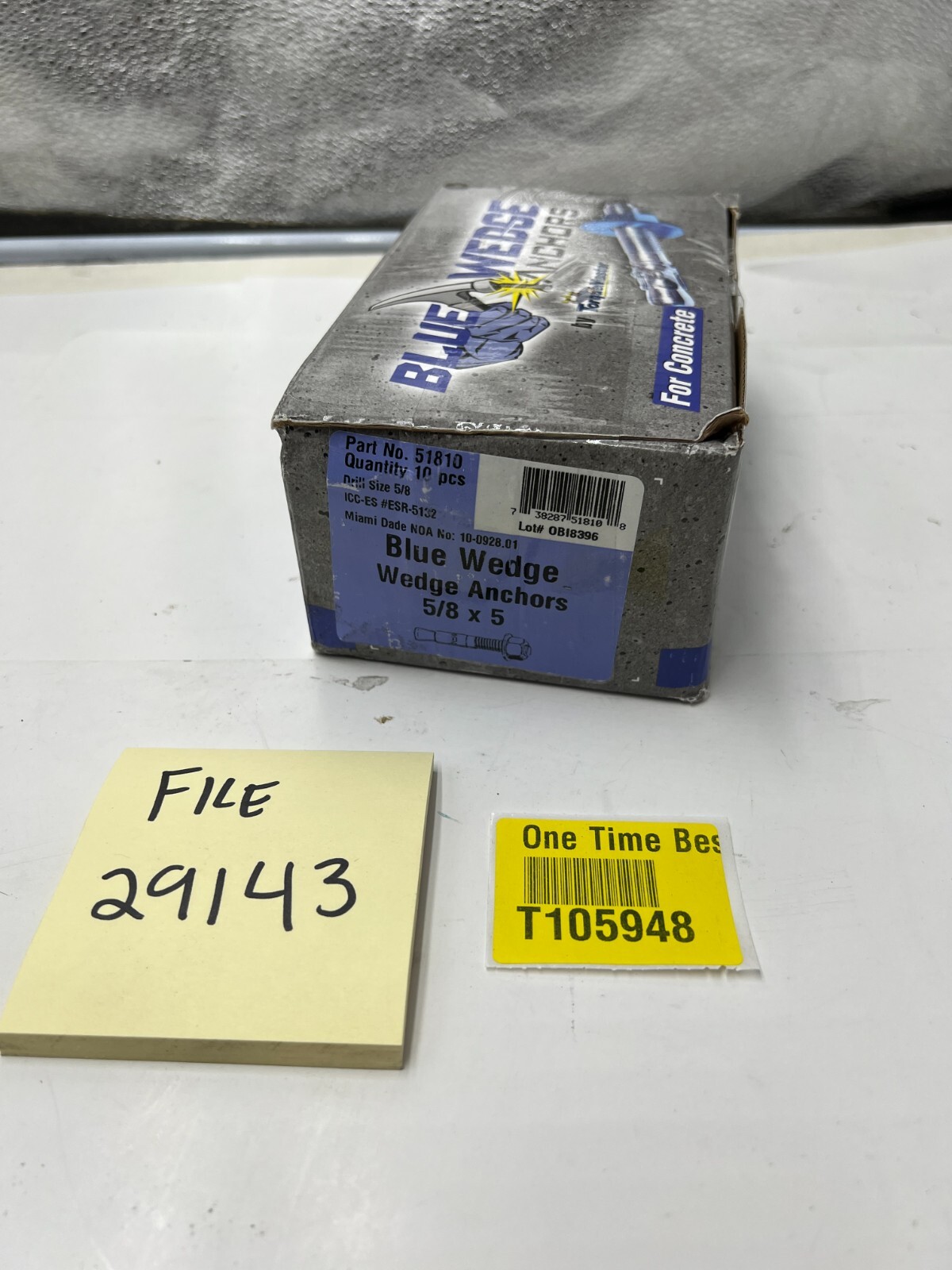 (QTY 10) Torquemaster 51810 Blue Wedge Anchor, 5″ L, Steel Blue Ruspert