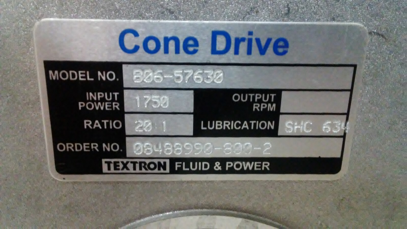 NEW IN BOX! TEXTRON 20:1 CONE DRIVE WORM GEAR B06-57630