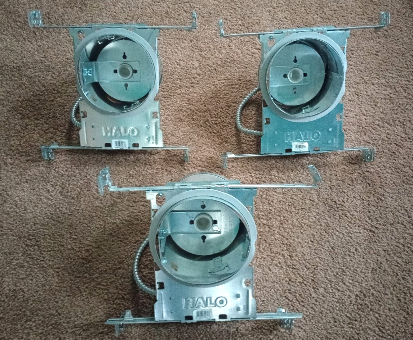 Lot Of 3 Halo H71CAT 6″ Recessed Light Lighting Fixture ” MISSING TRIM”