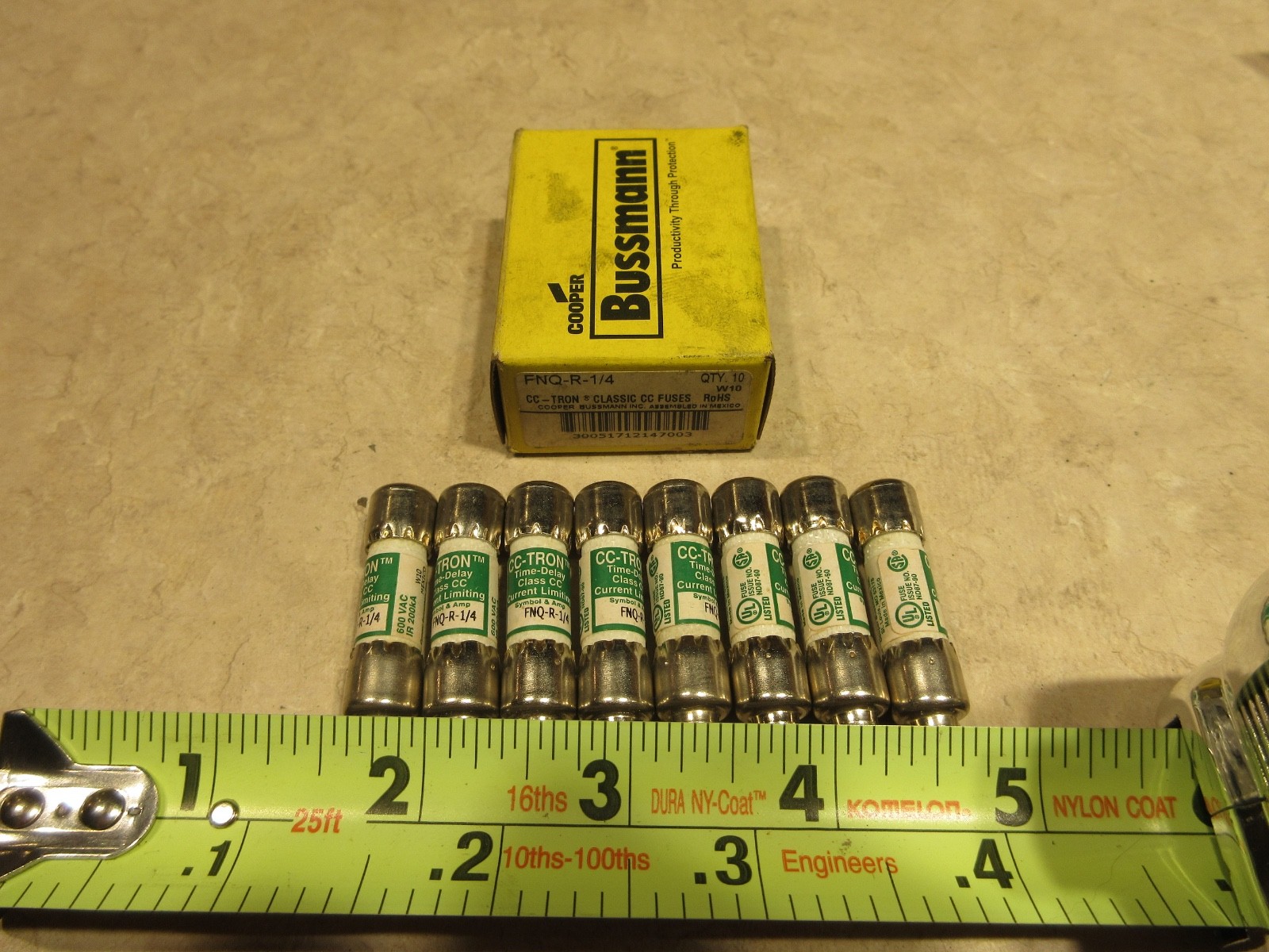 BOX OF 7 BUSSMANN, FNQ-R-1/4, 600VAC FUSES, AB0352