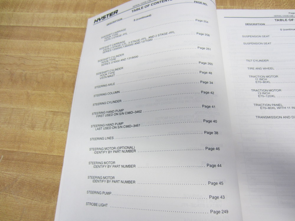 Hyster E70-80-100-120XL Hy-E7080100120XL Parts Manual