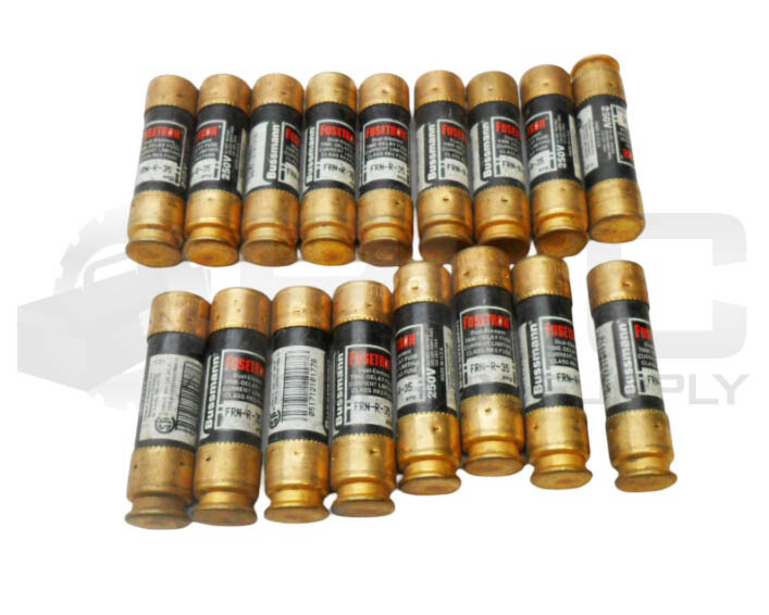 LOT OF 17 BUSSMANN FRN-R-35 TIME DELAY DUAL ELEMENT FUSE 35A 250VAC