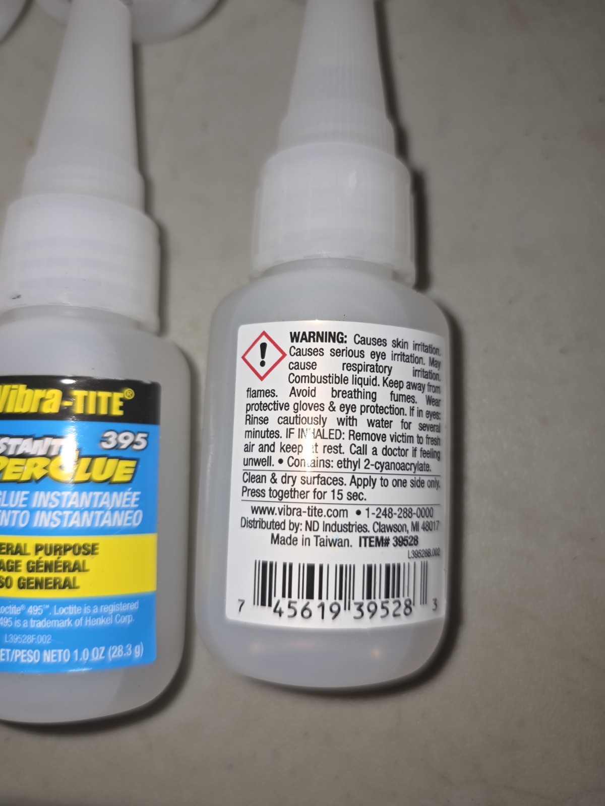 Lot Of 10 VIBRA-TITE 39528 Instant Adhesive,1 fl oz,Bottle