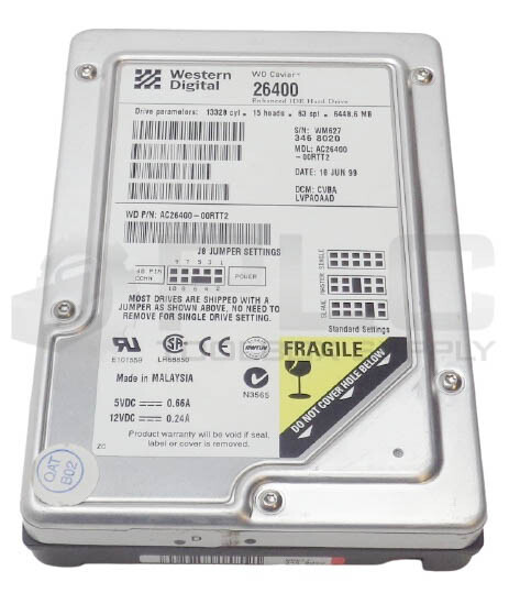 WESTERN DIGITAL AC26400-00RTT2 CAVIAR 26400 HARD DRIVE HDD, 6.4GB