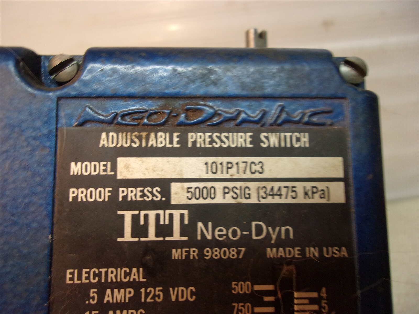 ITT Neo-Dyn 101P17C3 Pressure Switch *FREE SHIPPING*