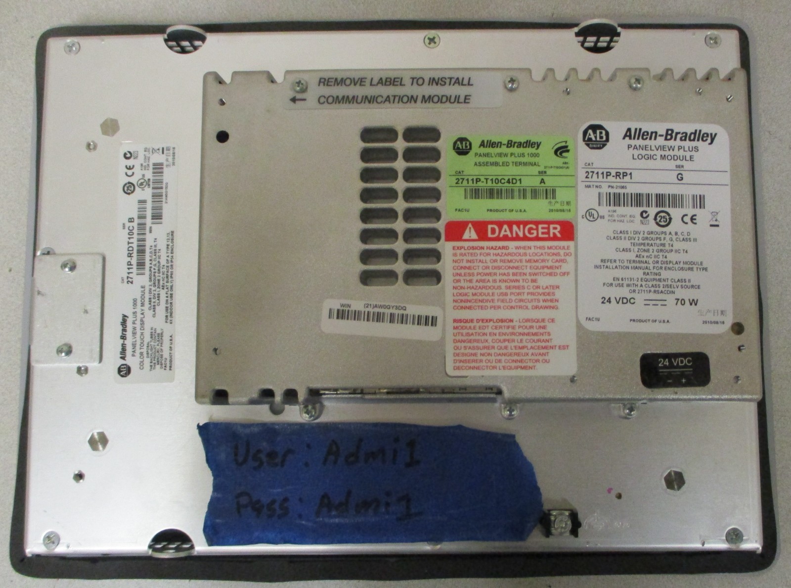 Allen Bradley 2711P-T10C4D1 Ser A Panelview Plus 1000 2711P-RP1 2711P-RDT1C