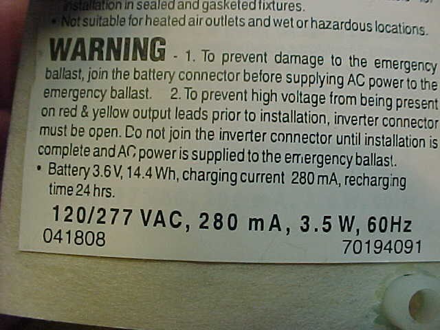 Never Used Philips Bodine BDL014 Fluorescent Emergency Ballast 120/277V