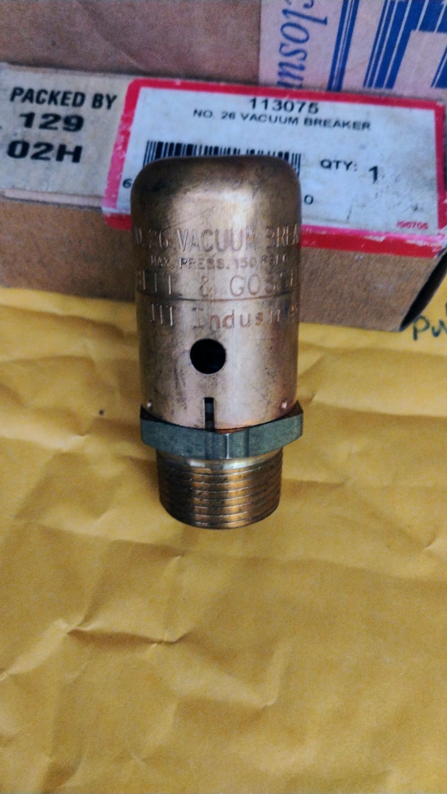 Bell & Gossett 113075 Vacuum Breaker, 3/4 in, MNPT, 240 psig, 300 deg F