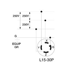 Leviton 30A 250V 3-Phase NEMA L15-30P Locking Plug Industrial Grade