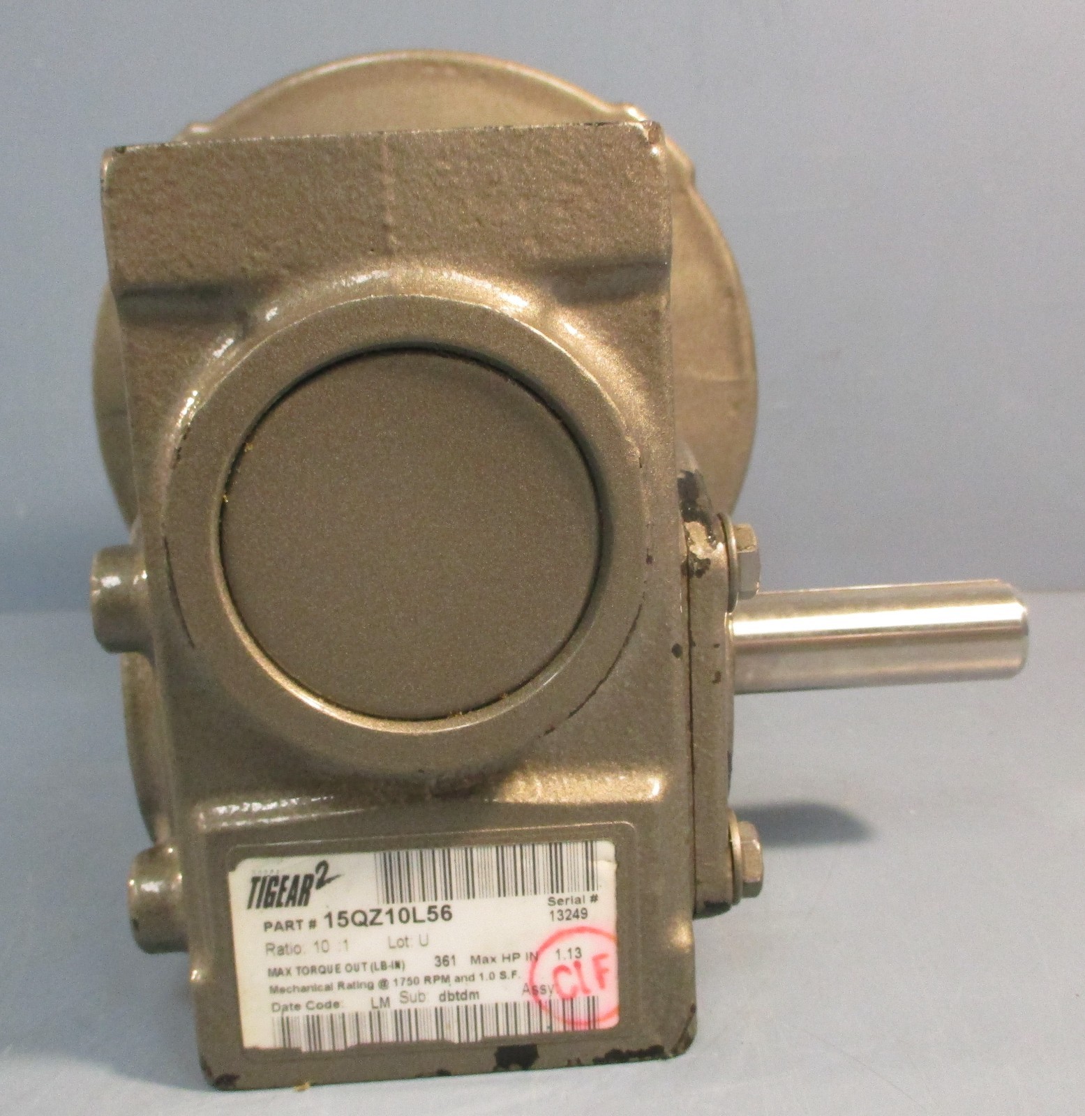 Dodge Tigear 2 15QZ10L56 Gearbox Ratio 10:1 56C 1.13 Max Hp 1750 RPM 3/4″ Shaft