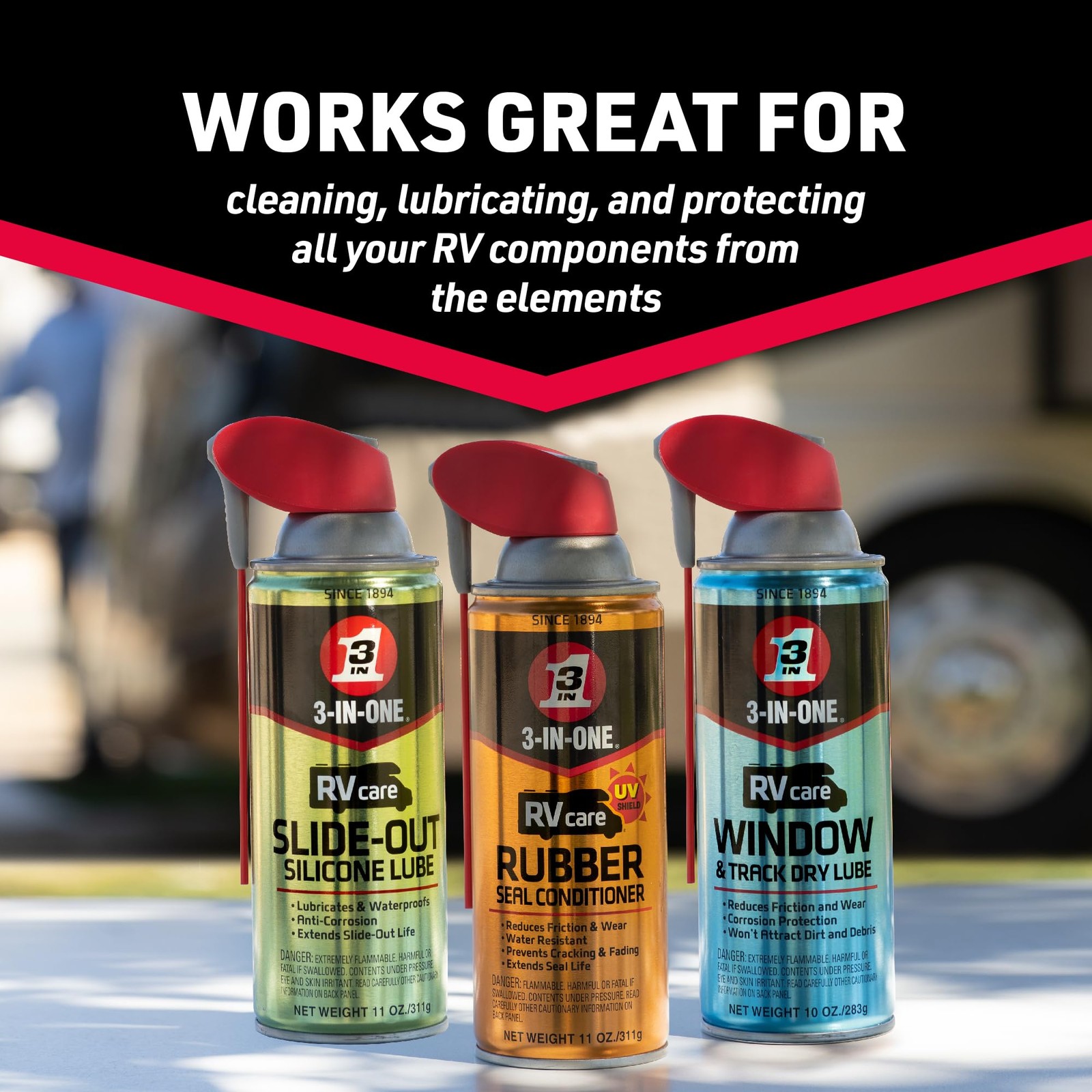 3INONE RV Care Trio Pack Includes Slide Out Lube 11 oz, Window & Track Lube 1…