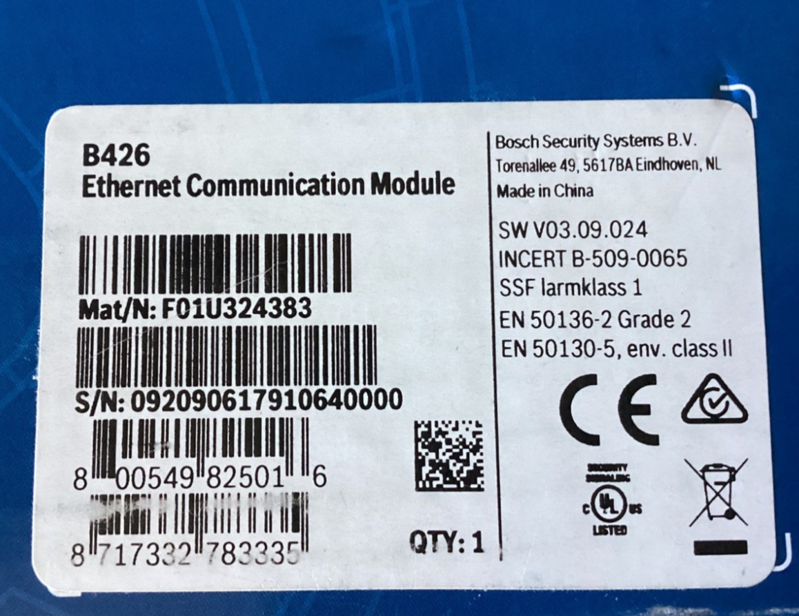 BOSCH B426, ETHERNET COMMUNICATION MODULE