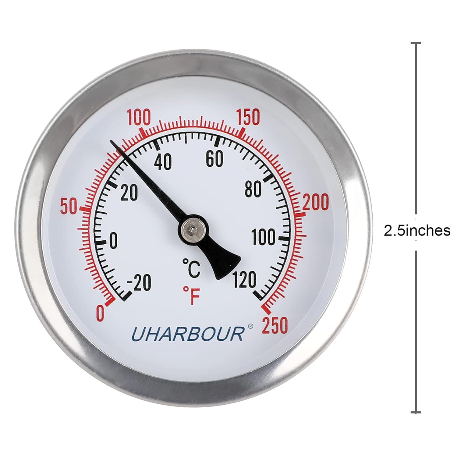 2-1/2″ Dial Water Thermometer, Water Temperature Gauge with 1-3/4″ Lead-Free …