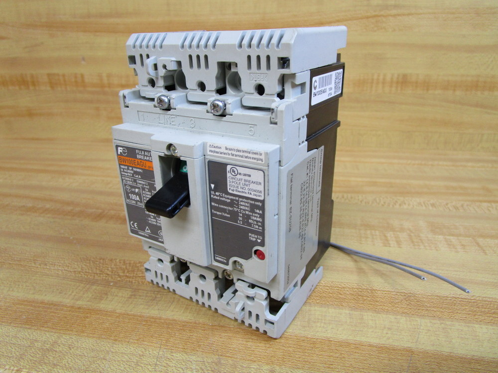 Fuji Electric BW100EAGU-3P100 100A Circuit Breaker BW100EAGU W/ Terminal Guards