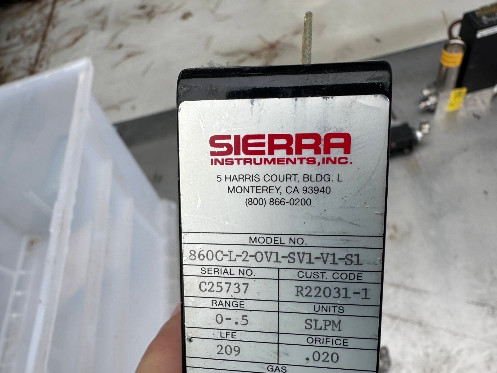 Sierra Auto Trak Mass Flow Meter 0-5VDC P/N 860C-L-2-0V1-SV1-V1-S1