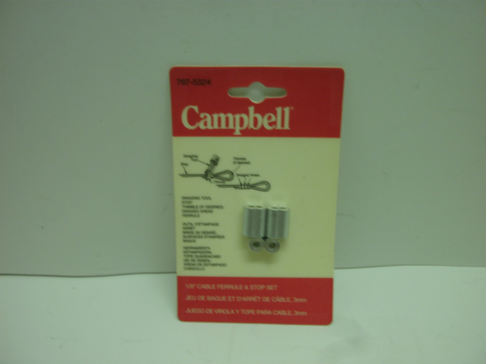 CAMPBELL 767-5324 1/8″ (3mm) CABLE FERRULE & STOP SET NEW IN PKG.