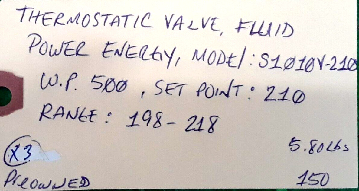 🟠FLUID POWER ENERGY THERMOSTATIC VALVE PESSCO IS OFFERING 1 C122822-1-3 🗽