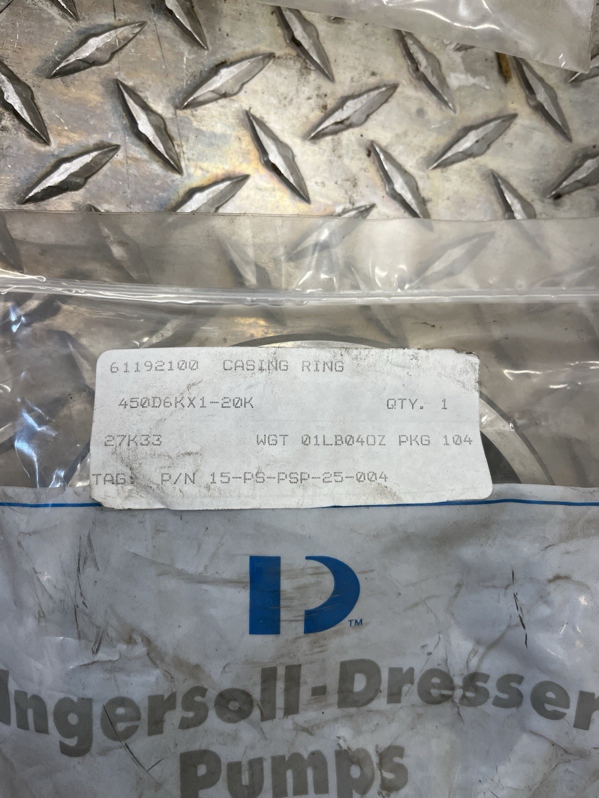 NEW INGERSOLL RAND 611921 CASING RING 450D6KX1-20K 27K33 15-PS-PSP-25-004