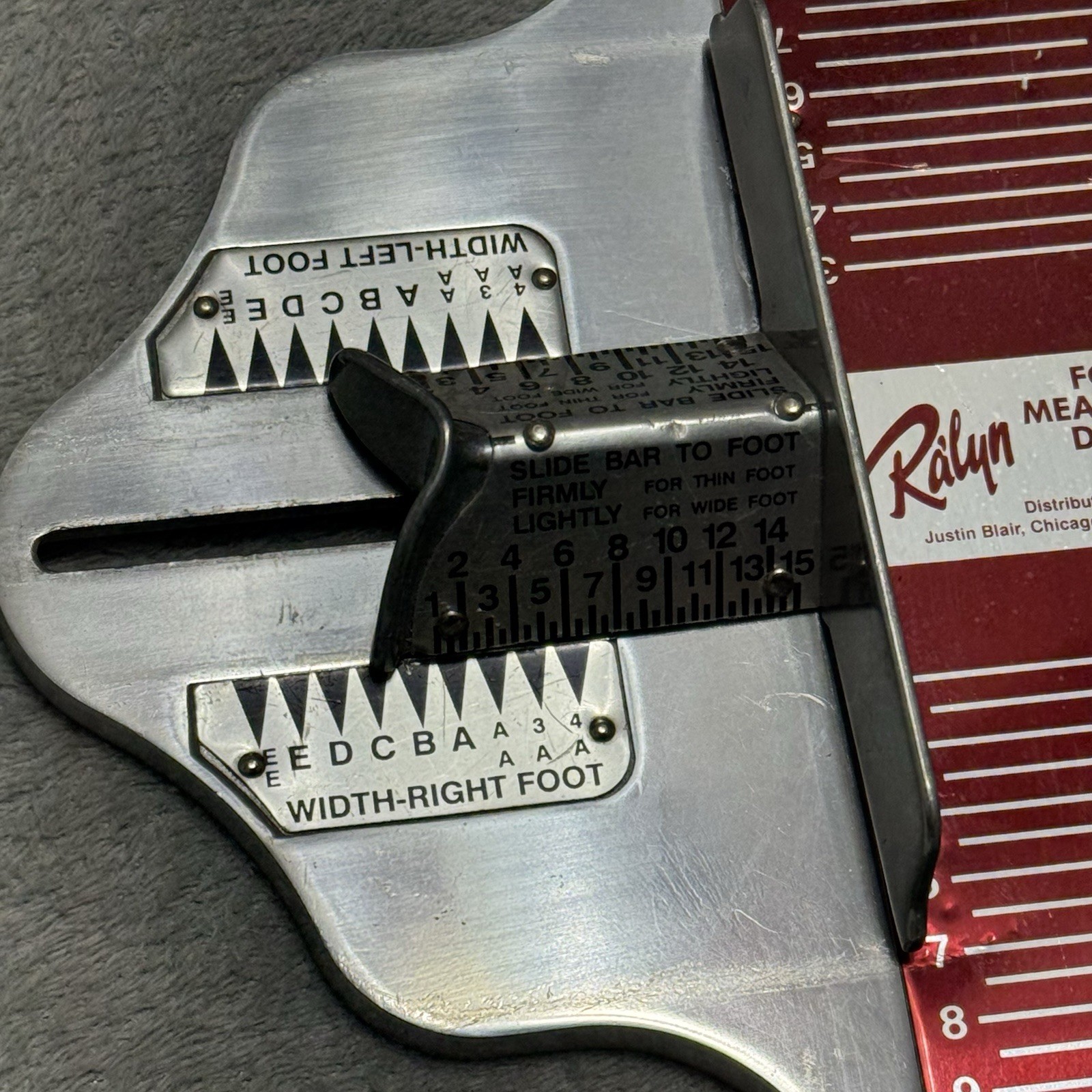 Vintage Ralyn Women’s Shoe Foot Measuring Device Brannock Style Aluminum Sizer