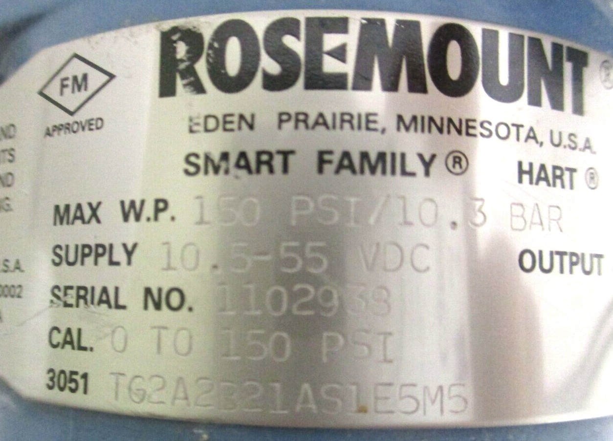 ROSEMOUNT , TRANSMITTER , 3051TG2A2B21AS1E5M5 , 0-150 , 4″ 150 SST FLANGE