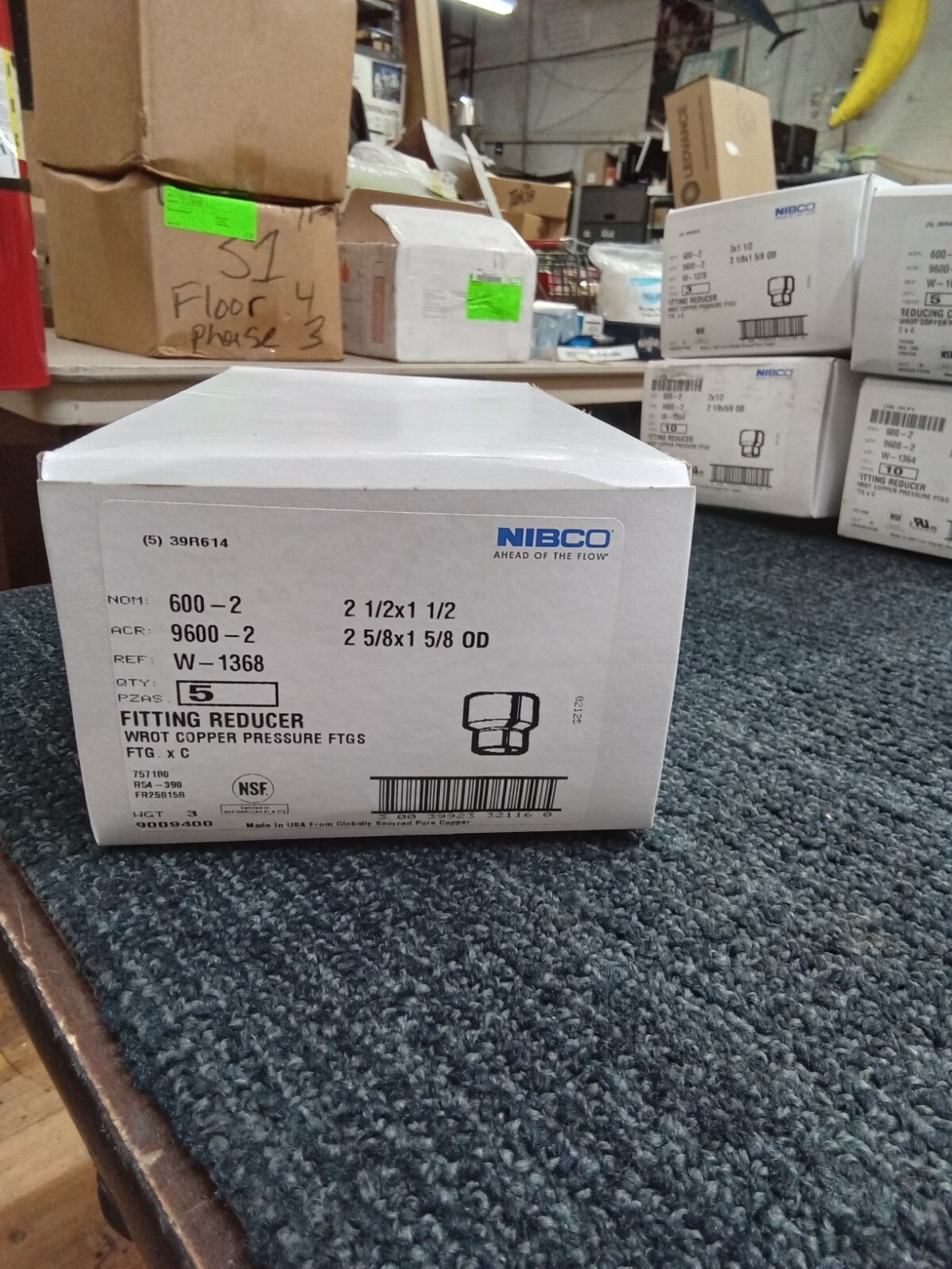 Lot of 5 Nibco Wrot Copper Pressure Reducer 2 1/2 x 1 1/2″ NOM 600-2 9600-2 New