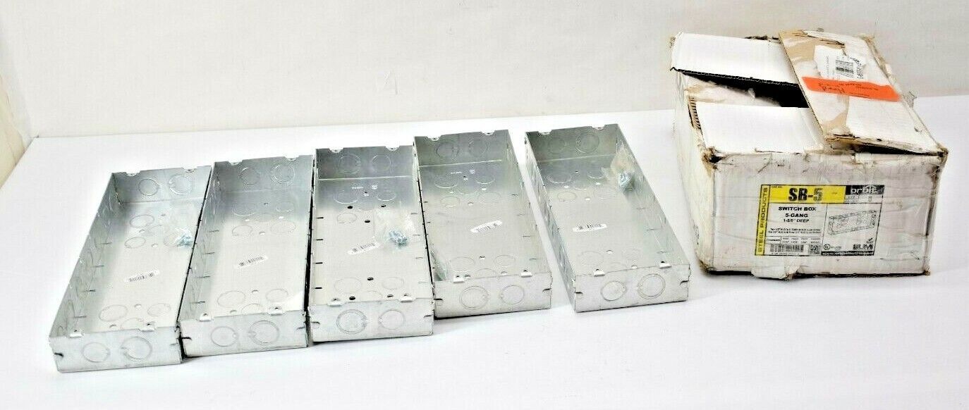 Lot of 5 Orbit SB-5 5 Gang Welded Switch Metal Box 12-1/4″ x 4-9/16″ x 1-5/8″