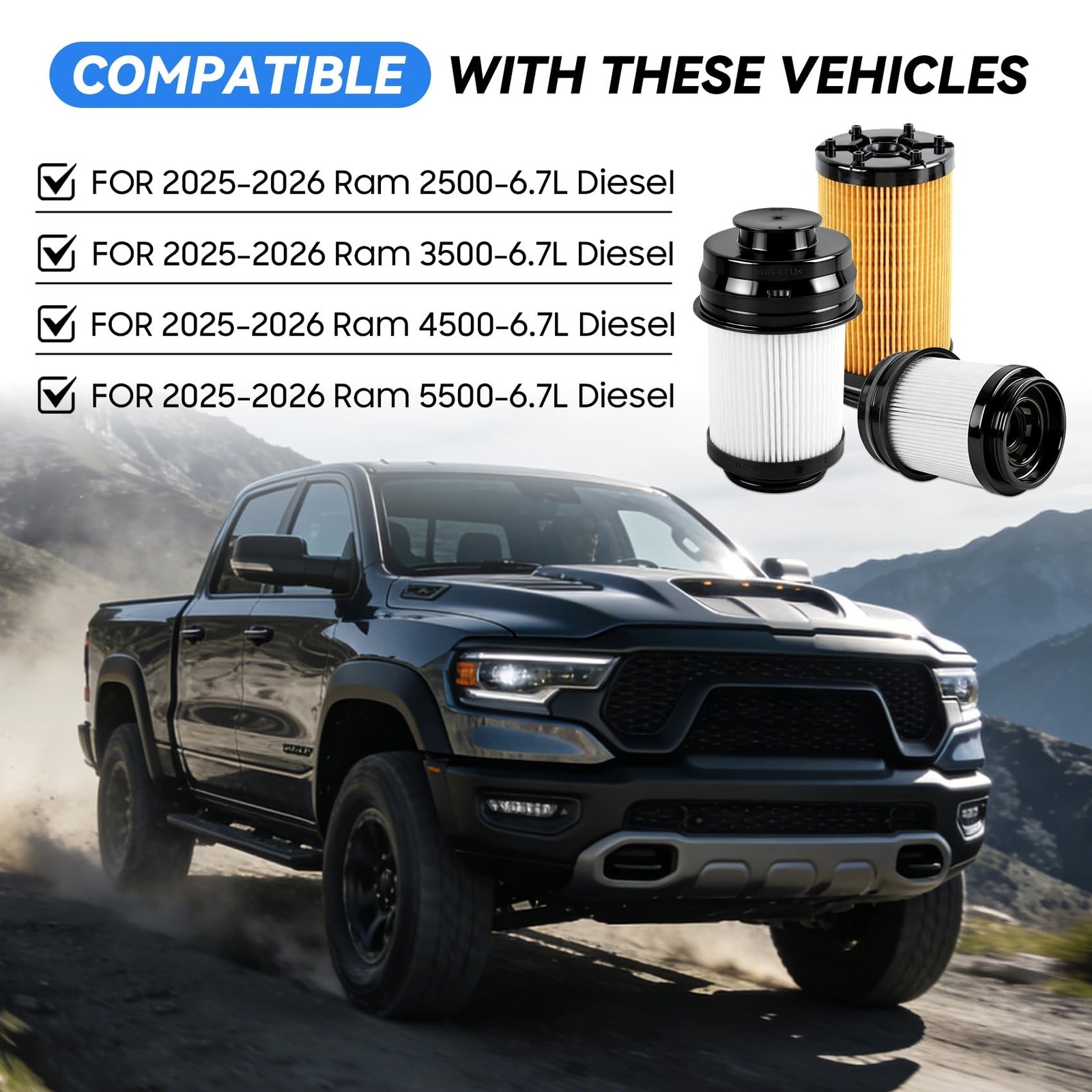 6.7 Cummins Fuel Filter & Water Separator Set for 2025-2026 RAM 2500/3500/450…