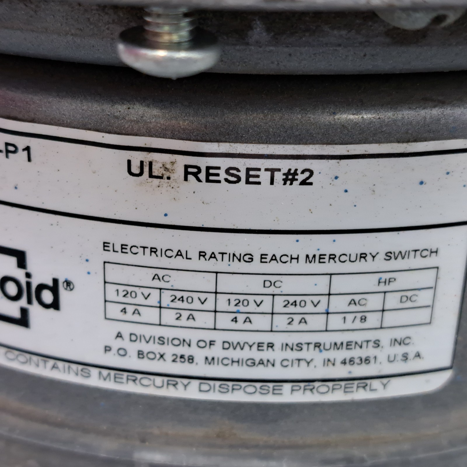 Mercoid Control PR-153-P1 Differential Pressure